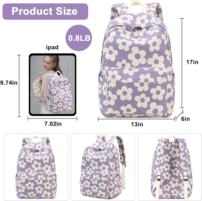 Bluboon School Backpack Set Girls Womens Laptop Bookbag Casual Daypack Fits 15 inch Laptop with Lunch Tote Bag and Pencil Bag