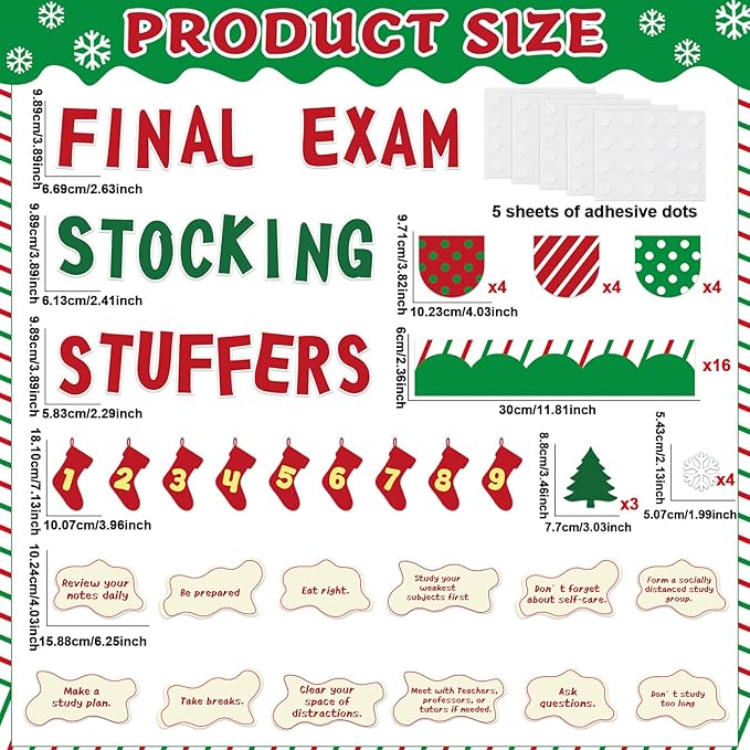 Christmas Bulletin Board Decorations Set Xmas Final Exam Stocking Bulletin Board Classroom Decor Christmas Paper Cutouts for Classroom Home School Winter Holiday Chalkboard Wall Party Decor Supplies