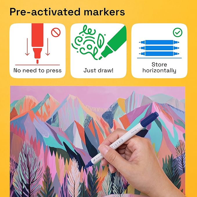 ARTISTRO 72 Acrylic Paint Markers - Paint Pens for Calligraphy, Brush + Fine Tips - For Fabric, Rock, Glass, Wood, DIY, Craft, Canvas - Art and Craft Supplies for Adults, Teens, Kids
