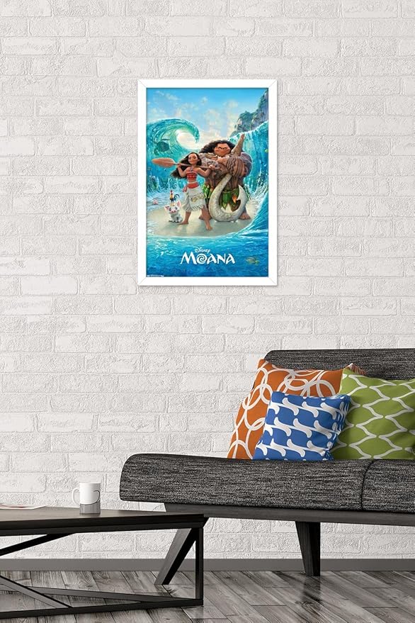 Disney Moana - Ocean Floor Wall Poster, 22.4L" x 14.7W", White Framed Version