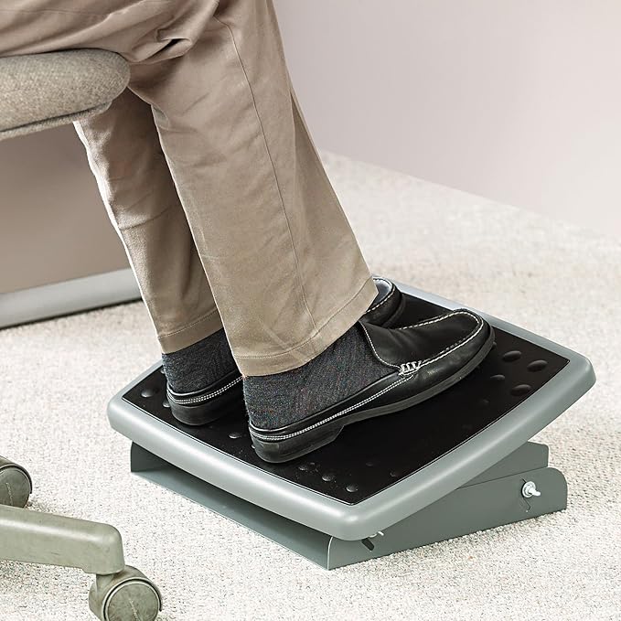 3M Adjustable Foot Rest, 18 Inch Wide Non-skid Platform (FR330) Grey