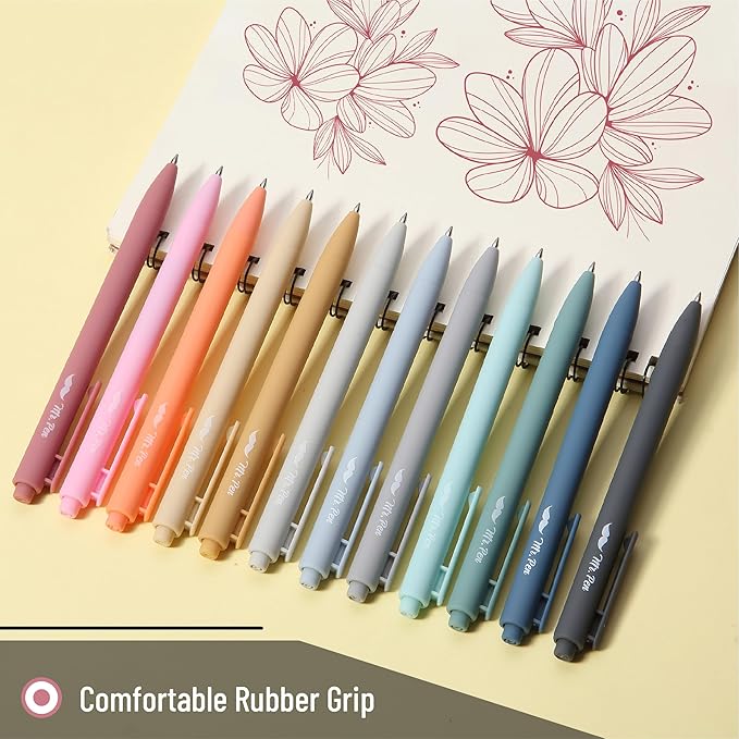 Mr. Pen- Retractable Gel Pens for Journaling, 12 Pack, Assorted Color Ink(Sweet Haze), Fast Dry, Colorful & Soft grip Barrels, Smooth Writing, 0.5mm Fine Point Aesthetic Pens