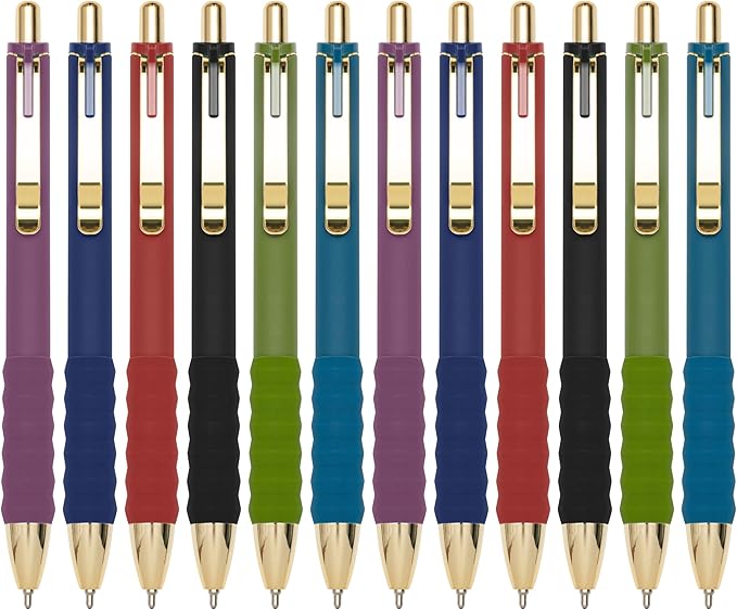Ballpoint Pens Black Ink Ball Point Pen with Super Soft Grip Medium Point 1.0mm for Office (Vintage 12-count)