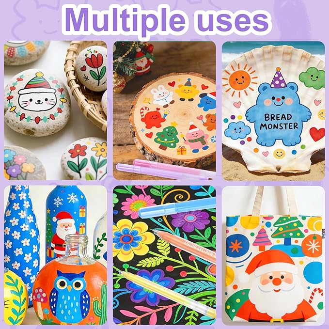 54 Colored Multifunctional Gel Pen Set, Medium Point Glitter Gel Pens, Art Acrylic Paint Markers for Drawing, Coloring Books, Rock Painting, Bold and Bright Coloring Kit