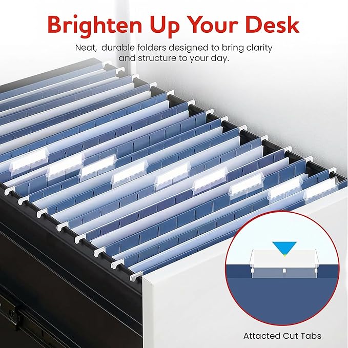 Blue Hanging File Folders – 8 Pack, Letter Size File Organization Folders for Home, Office, School & Filing Cabinets