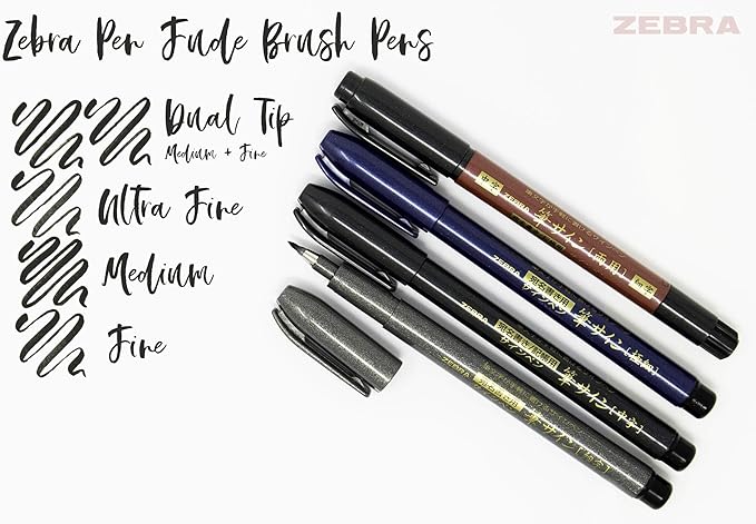 Zebra Pen, Zensations Brush Pen, Ultra Fine Tip, Water-Based Pigment Ink, Brush Pen Tip Allows for Thick and Thin Lines in One Expressive Tool, Japanese Design, 1-Pack (01111)