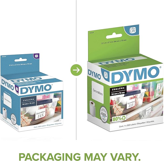 DYMO Authentic LW Large Multi-Purpose Labels, DYMO Labels for LabelWriter Label Printers, 2-1/8" x 2-3/4", 1 Roll of 320