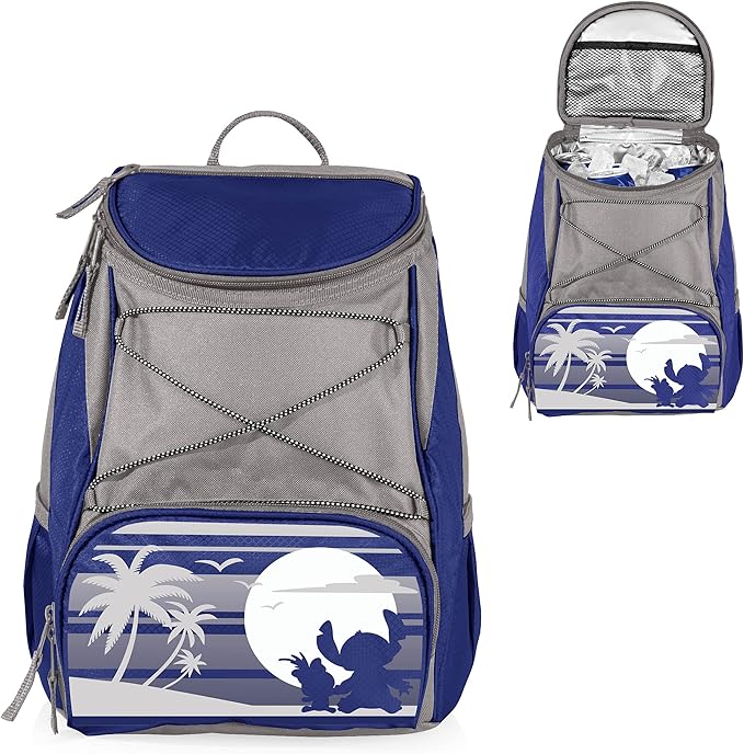 PICNIC TIME Disney Lilo & Stitch Scrump PTX Backpack Cooler, Soft Cooler Backpack, Insulated Lunch Bag, (Navy Blue with Gray Accents)