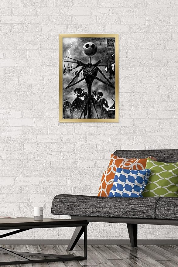 Trends International Disney Tim Burton's The Nightmare Before Christmas - Shadows Wall Poster, 22.4L x 14.7W, Gold Framed Version