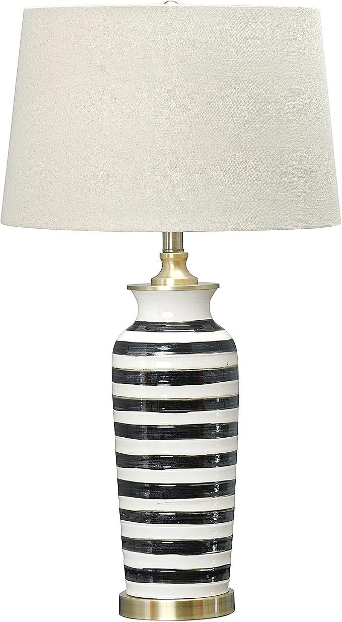Creative Co-Op 29" H Striped Ceramic and Metal Desk Lamp