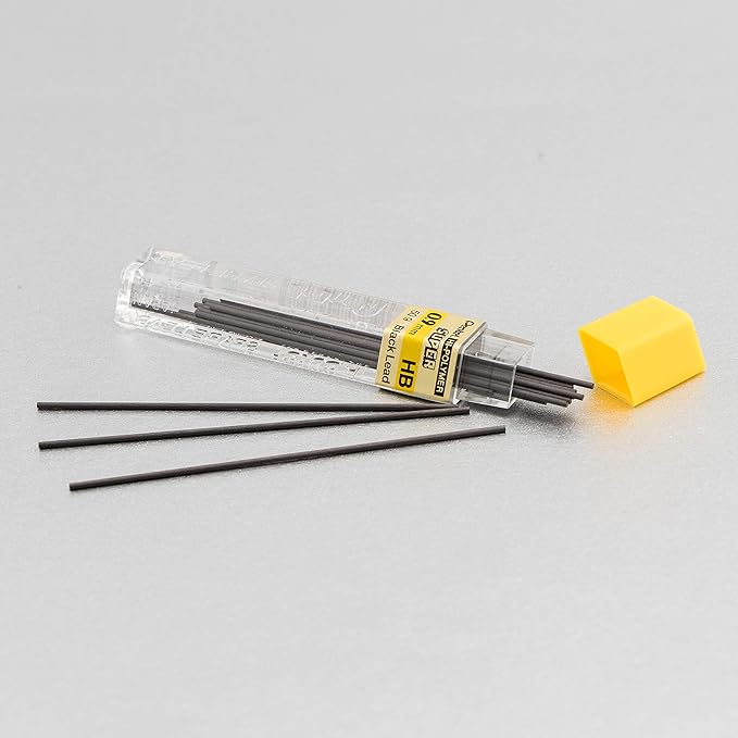 Pentel Super Hi-Polymer Lead Refill, (0.9mm) Thick, HB, 180 Pieces of Lead, 12 Tubes of Lead (50-9-HB)