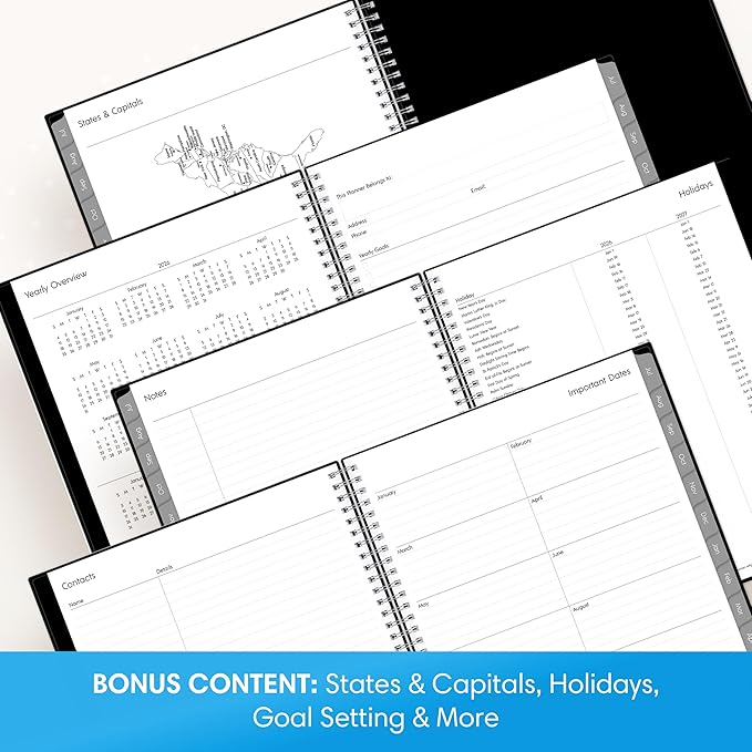 Blue Sky 2026-2027 Weekly and Monthly Academic Year Planner Calendar, July 2026 - June 2027, 7" x 9", Flexible Cover, Wirebound, Laminated Tabs, Enterprise