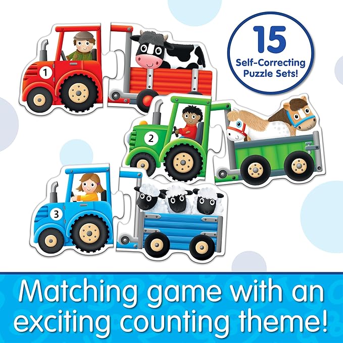 The Learning Journey: Match It! - Tractors & Trailers - 15 Self Correcting Puzzle Sets Teaching Counting - Preschool Learning Toys - Award Winning Toys