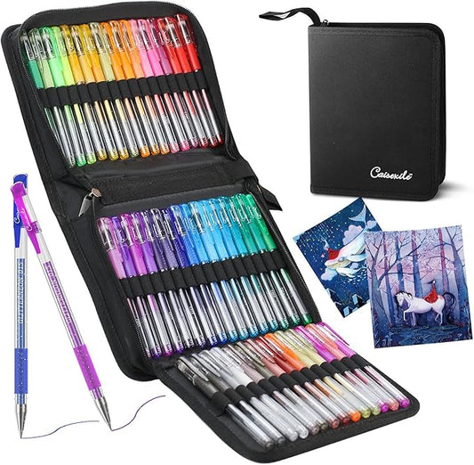 Glitter Gel Pens for Adult Coloring Books, 96 Pack Artist Gel Pens 48 Colors with 50% More Ink for Drawing Note Taking Crafts Scrapbooks Journaling Doodling Diary Back to School Supplies