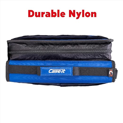 Case-it The Z Shape Zipper Binder - Two Binders in One - Double Sided 1.5 Inch D-Ring - Multiple Pockets - 500 Page Capacity - Comes with Shoulder Strap, Midnight BlueZ-176