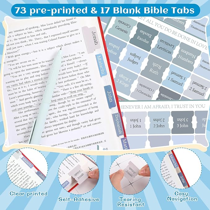 137 Pcs Bible Study Supplies Journaling Kit 1 Pencil Case 12 Highlighters 4 Sticky Notes 6 Gel Pens 35 Paper Clips 3 Tapes 1 Markers 75 Tabs for Christmas Bible School Gifts(Blue)