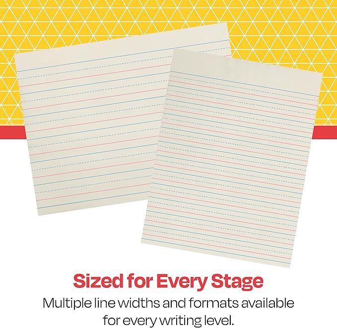 School Smart Zaner-Bloser Writing Paper, Handwriting Practice Lined Paper, Grade 2 to 3 Learning, 1/2 Inch Rule, 10-1/2 x 8 Inches, 500 Sheets