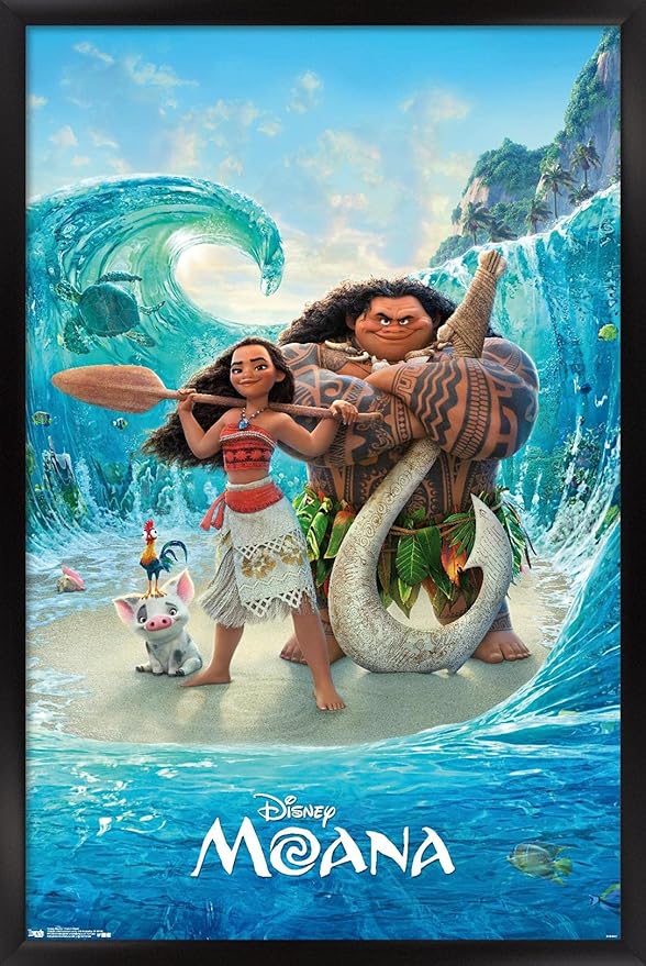 Disney Moana - Ocean Floor Wall Poster, 22.4L" x 14.7W", Black Framed Version