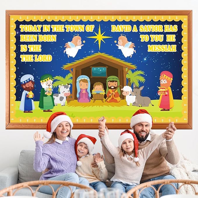 Christmas Nativity Religious Bulletin Board Christian Classroom Decoration Religiou Nativity Scene Cutout Jesus Birth Bulletin Board Church Sunday School VBS Cutouts for Home School Party Supplies