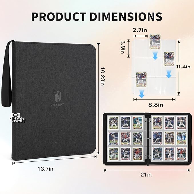 Trading Card Binder, Premium 9 Pocket 720 Double Sided Pocket Collection Binde,Card Album for TCG Card Holder for Game Card, Sports Card, Yugioh, MTG etc(Black 2)