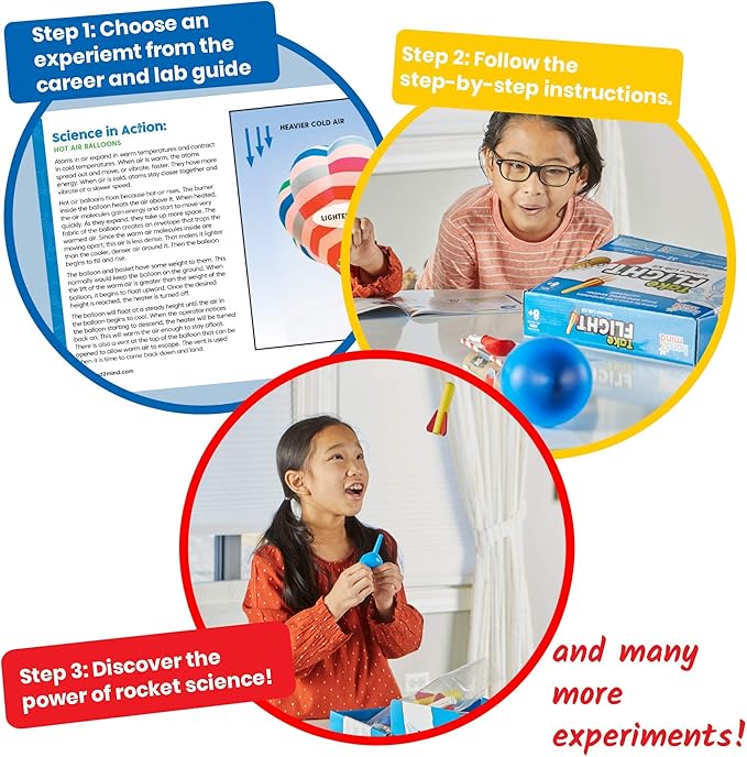 hand2mind-93422 Take Flight Science Lab Kit, STEM Activities for Kids Ages 5-7, STEM Toys, Learn About STEM Careers, Lab Guide, Kids Foam Rockets, Rocket Science for Kids, 18 Hands-On Activities