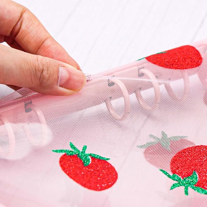 AxeWoodz Pink A5 Zipper Binder Clear Refillable Notebook Shell Cute Strawberry Lace Cover 6 Ring PVC Binder Cover for Photocard Planner Journal Photo Album