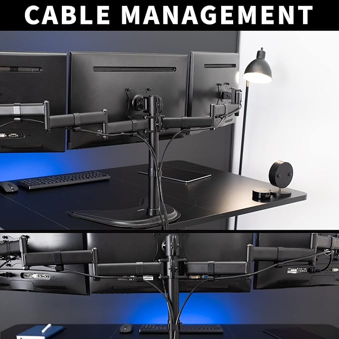 VIVO Triple Monitor Mount Fully Adjustable Desk Free Stand for 3 LCD Screens up to 24 inches STAND-V003P
