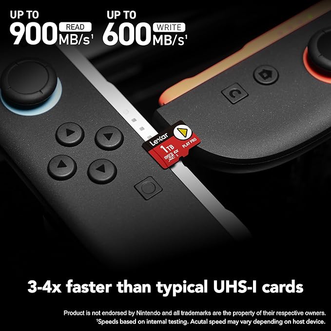 Lexar 1TB Play PRO microSD Express Card, UHS-I, C10, U3, V30, Full HD, 4K, Up to 900/600 MB/s Memory Card, Nintendo-Switch 2, ASUS ROG Ally, Steam Deck (LMSXPS0001T-BNNNU)