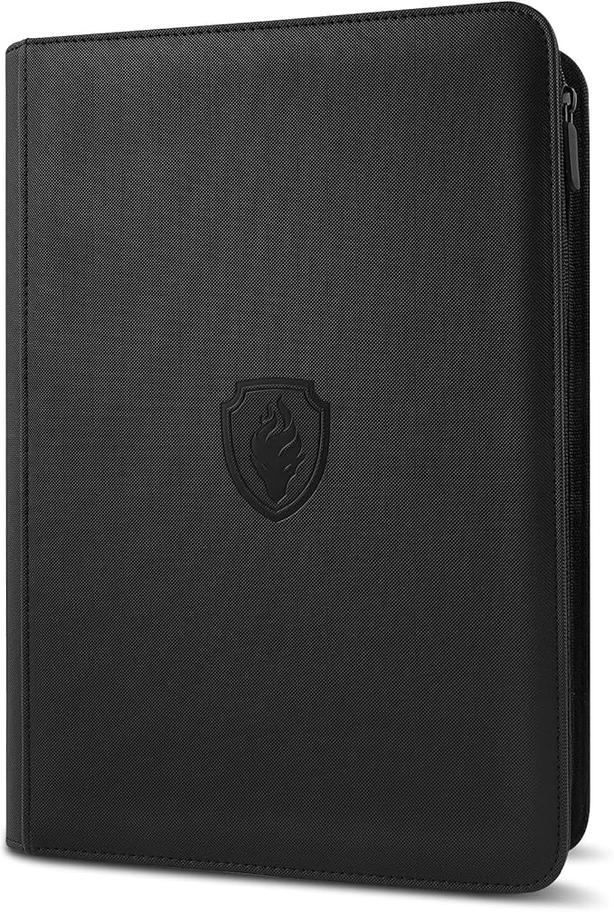 Premium Zip Card Binder, Fabmaker 9 Pocket Trading Card Binder, PU Cover Zipper Card Collection Album, Sturdy 360 Side-Loading Card Folder Holder for Game & Sports Cards, Black