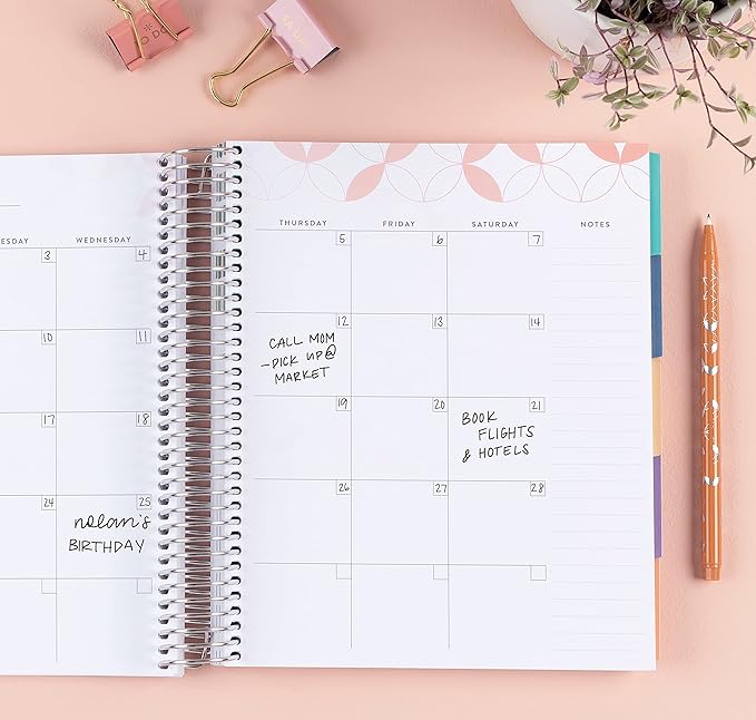 Erin Condren Platinum Coil Spiral Bound 12 Month Life Planner Wildflowers Classic Cover All-in-One Weekly Monthly Calendar & Journal w Lined Notes & Goal-Setting Pages. 80 Lb. Thick Mohawk Paper -