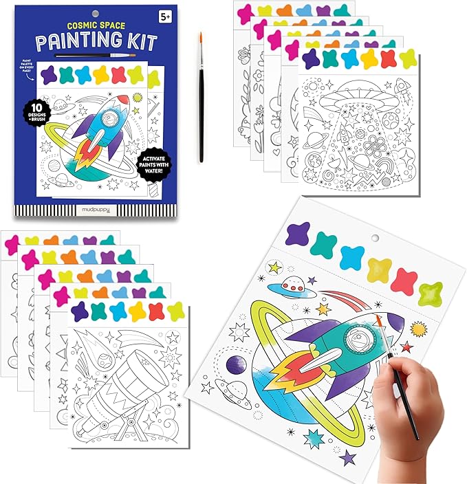 Mudpuppy Cosmic Space – Painting Kit with Illustrations of Fun Outer Space Designs for Children Ages 5 and Up