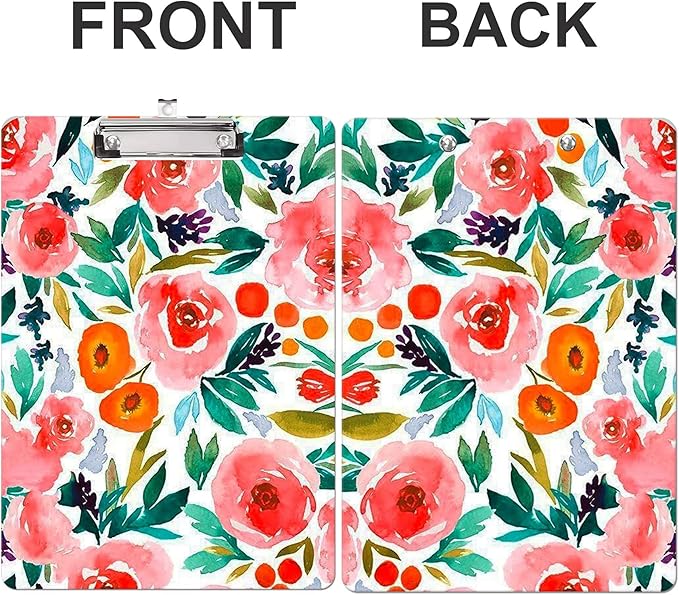 Fashion Clipboard, A4 Letter Size Wooden Decorative Clipboards for Teacher, Nurse, Doctor,Student and Kids, Cute Design for Standard Size 12.2" x 8.9" (C-Pink Floral)