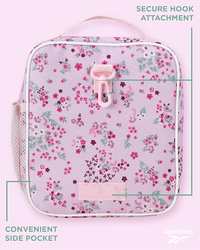 Reebok Girls and Boys Backpack - 2-in-1 Coordinated School Backpack for Girls and Boys with Detachable Lunch Box for Kids, Aqua