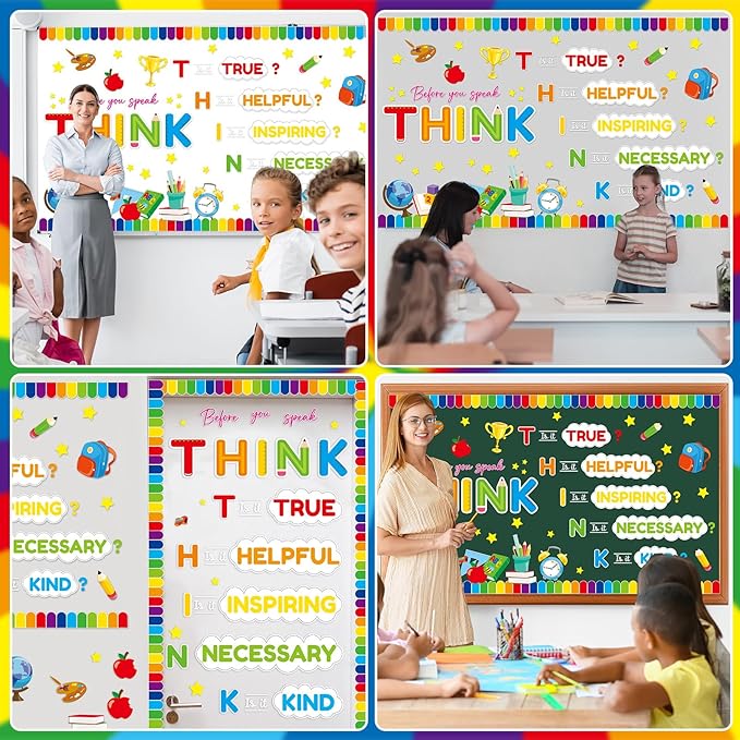party greeting Growth Mindset Bulletin Board Set Think Before You Speak Classroom Decorations Positive Sayings Cutouts Back to School Bulletin Board Border for Kindergarten Preschool Supplies