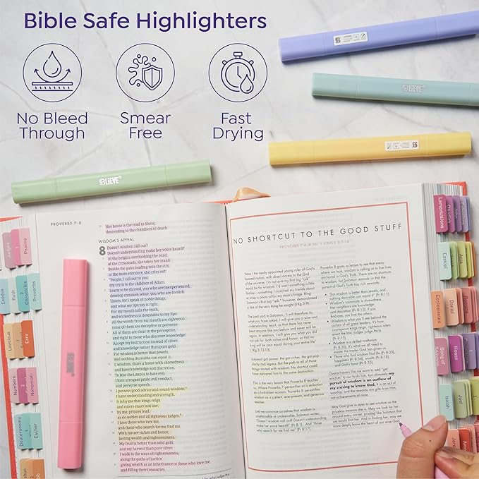 BLIEVE- Aesthetic Bible Highlighters No Bleed Through Assorted Colors, Cute Highlighter Dual Tip For Journaling Supplies And Accessories, Bible Highlighters And Pens No Bleed (CANDY)