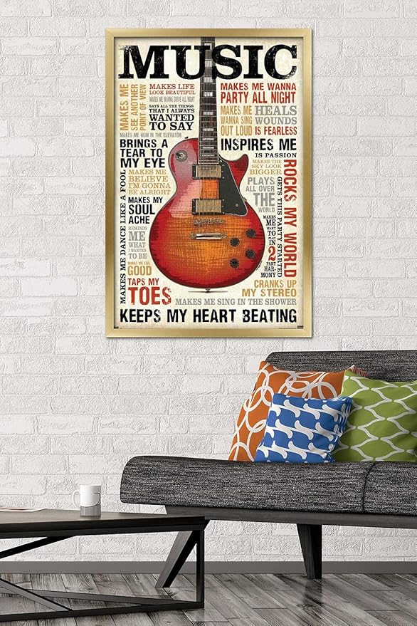 Trends International Music Inspires Me Wall Poster, 22.375" x 34", Gold Framed Version