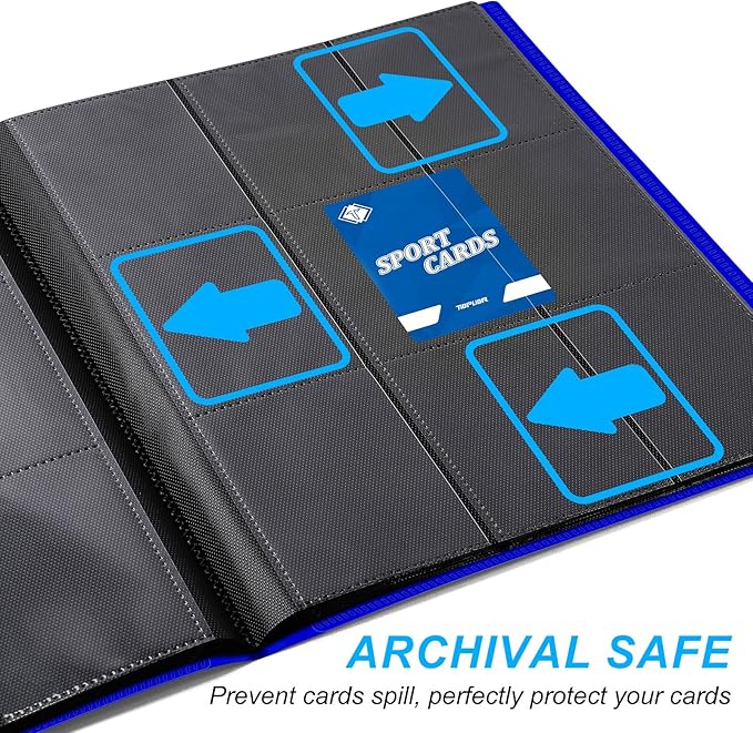 Trading Card Binder, Card Binder Album Folder Book Fit for MTG Baseball Football Sports Cards, Easy to Use Card Collection Binder (Navy Blue, 360 Pockets)