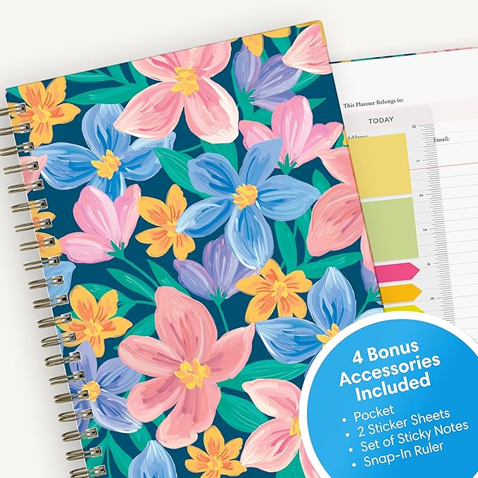 Blue Sky 15 Month 2026 Weekly and Monthly Planner Calendar, October 2025 - December 2026, 5" x 8", Hard Cover, Durable Twin Wire Binding, Laminated Tabs, Storage Pocket, Includes Ruler, Sticky Notes & Stickers, Nerina