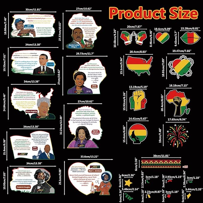 gisgfim Black History Month Bulletin Board Decoration Set African American Inspirational Borders Cutouts for Classroom School Bulletin Board Craft Home Wall(Black History Month)