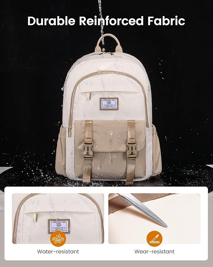 LOVEVOOK School Backpack for Girls Boys,Bookbag for Teen with Pouch Pocket for Large Capacity Cup, Waterproof School Bookbag, Preppy Backpack Travel Daypack with 15.6 inch Laptop Compartment
