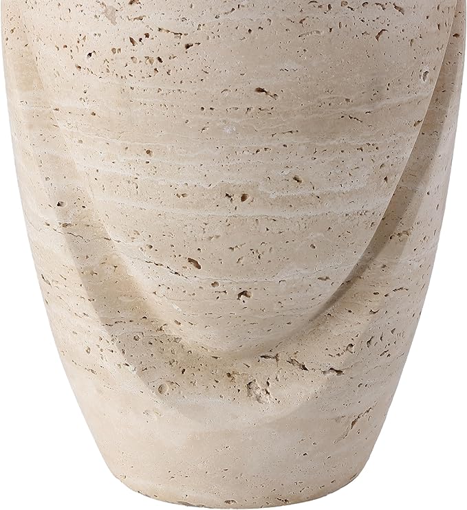 SAFAVIEH Couture Lighting Collection Janette Travertine/White 25-inch Table Lamp for Bedroom Living Room Home Office Desk Nightstand (LED Bulb Included)
