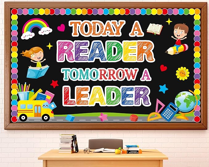 Read Bulletin Board Decorations Set Back to School Reading Classroom Decoration Today a Reader Tomorrow a Leader Paper Cutouts Welcome Bulletin Board Decor for School Kindergarten Door Chalkboard Wall