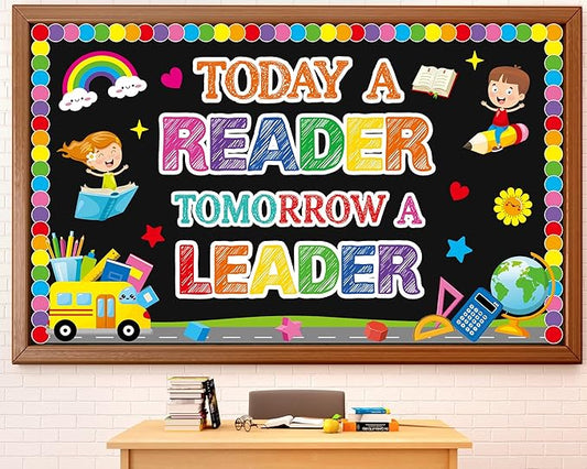 Read Bulletin Board Decorations Set Back to School Reading Classroom Decoration Today a Reader Tomorrow a Leader Paper Cutouts Welcome Bulletin Board Decor for School Kindergarten Door Chalkboard Wall