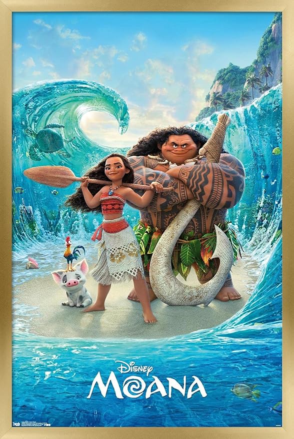Disney Moana - Ocean Floor Wall Poster, 22.4L" x 14.7W", Gold Framed Version