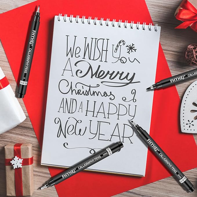 Calligraphy Pen,6 Size Calligraphy Pens for Writing,Brush Pens Calligraphy Set for Beginners,Black Archival Ink Pens,Calligraphy markers,Hand Lettering Pen for Art Drawing,Sketching,Scrapbooking
