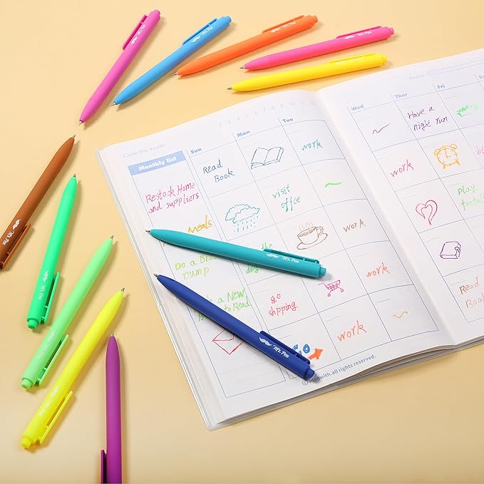Mr. Pen- Retractable Gel Pens, 12 Pack, Bright Color Ink Gel Pens, Gel Pen Fine Point 0.7mm, Retractable Pens