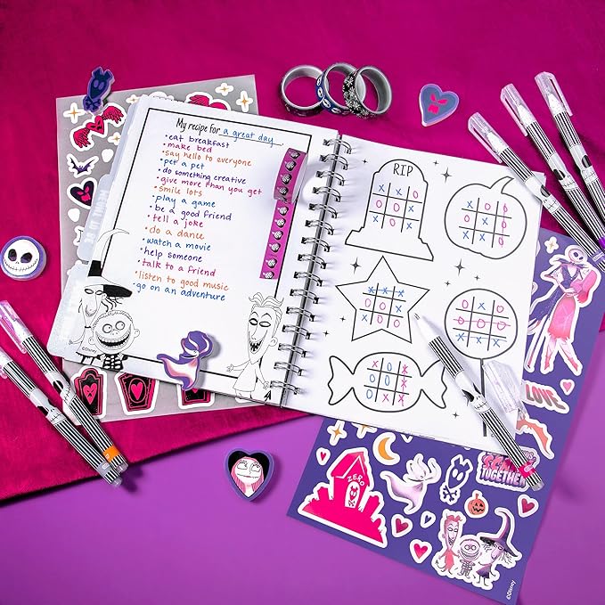 Fashion Angels The Nightmare Before Christmas Graphic Journaling Kit, Journal Set Includes Stickers, Gel Pens, Tape & Erasers, Ideal for Kids & Teens