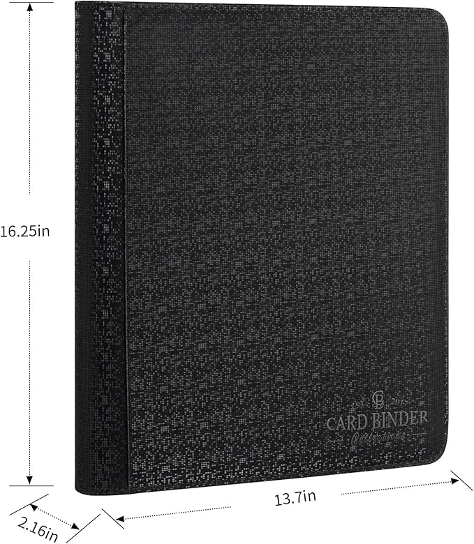 Toploader Binder,Toploader Hard Cases, 9-Pocket Pages Sleeves Hold up 288 Cards.Toploader Card Binder with Sleeves for “3×4” rigid，Card Holder(black)