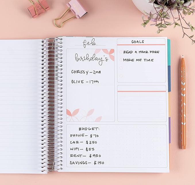 Erin Condren Platinum Coil Spiral Bound 12 Month Life Planner Wildflowers Classic Cover All-in-One Weekly Monthly Calendar & Journal w Lined Notes & Goal-Setting Pages. 80 Lb. Thick Mohawk Paper -