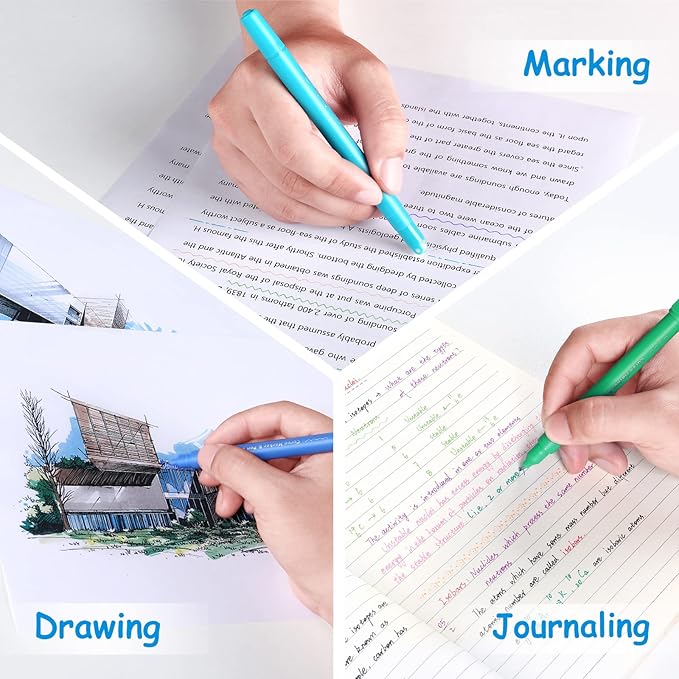 AECHY Curve highlighter pens for Note Taking, Dual Tip Pens with 6 Different Curve Shapes & 8 Colors Fine Lines, Colored Curve Flair Pen Set for Kids Journaling Scrapbook Note Taking Supplies(Rainbow)